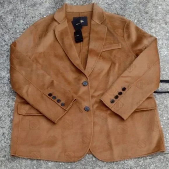 NWT Maje Brown Tabac Wool Oversized Belted Blazer Jacket Coat Size 0 XS - Picture 2 of 11